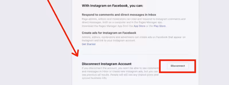 Facebook Sayfası Ayarlarınızdan Instagram Hesabınızın Bağlantısını Kesin
