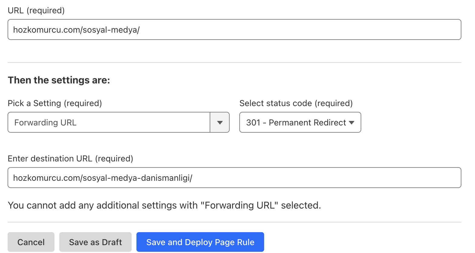 Cloudflare 301 Yonlendirme