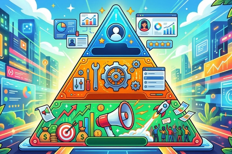 Veri Analitiği Ve Sistem Ayarlarını Içeren Piramit Illüstrasyonu