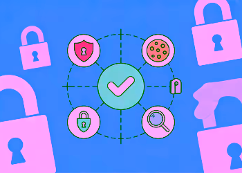 Veri Güvenliğini Simgeleyen Yeşil Onay Işareti Ve Güvenlik Ikonları