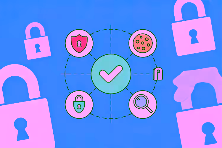 Veri Güvenliğini Simgeleyen Yeşil Onay Işareti Ve Güvenlik Ikonları