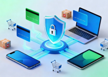 Dijital Ödeme Sistemlerini Simgeleyen Siber Güvenlik Illüstrasyonu