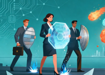 Meteorlara Karşı Kalkan Tutan Iş Insanı Illüstrasyonu