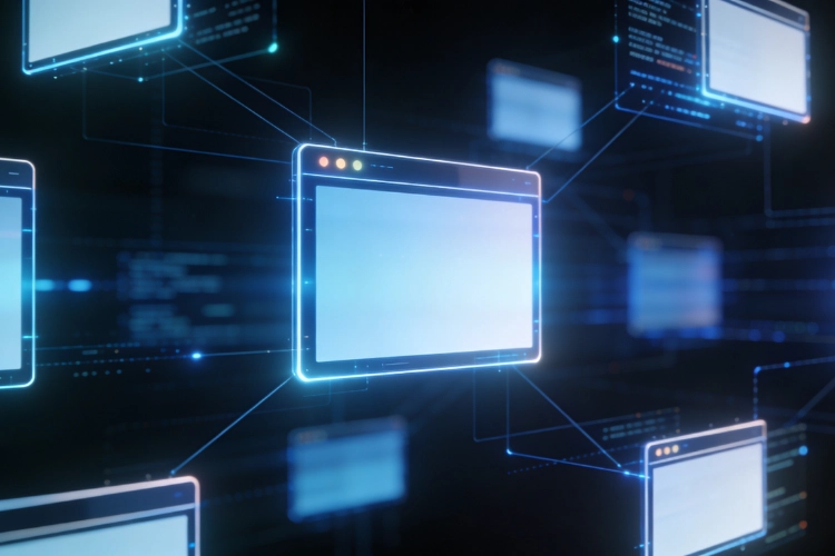 Mavi Işıklı Dijital Ekranlar Ve Ağ Bağlantıları