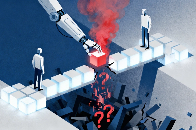 Yapay Zekanın Köprüye Hatalı Blok Yerleştirmesini Temsil Eden Görsel